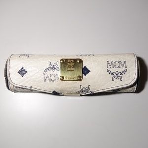 Vintage Mcm White Monogram Visetos Coated Canvas E